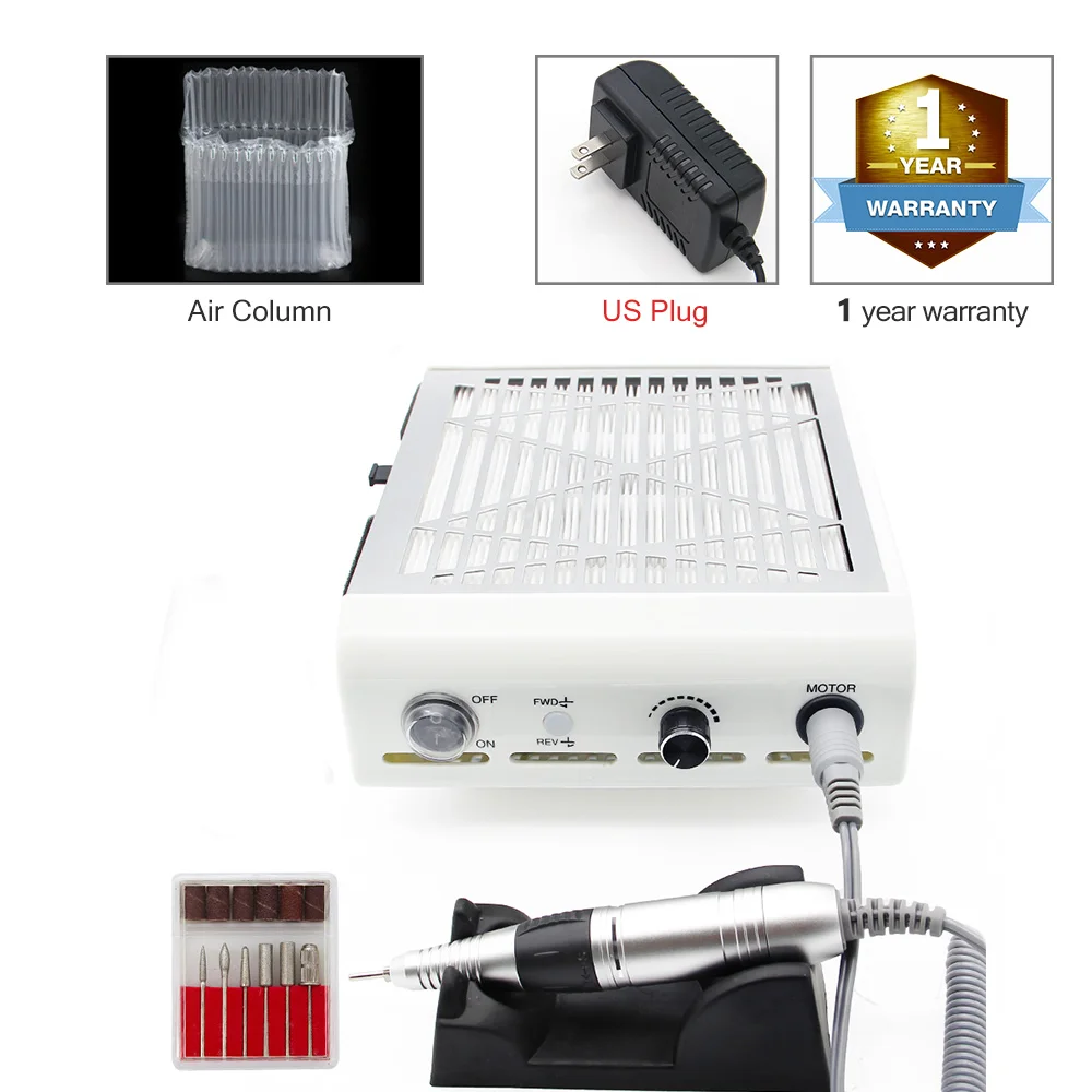 US PLUG LKE 2 in 1 Manicure vacuum cleaner Nail Drill Dust Collector Polishing Pen Nails Art Equipment Manicure Pedicure Machine - Цвет: US PLUG