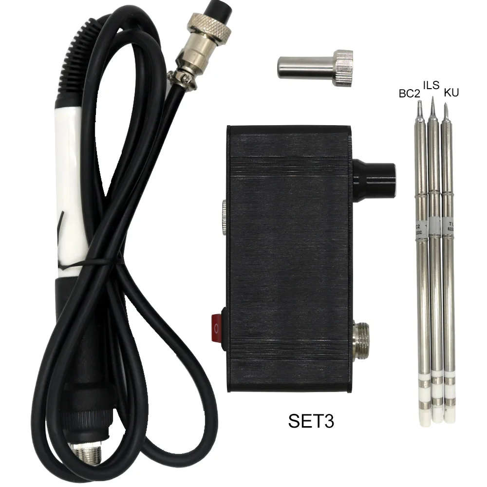 SET3 Паяльная станция STM32-OLED T12-943 1,3 дюймов с 907 ручкой и T12-K наконечниками для паяльника Многоязычная без источника питания - Цвет: SET3