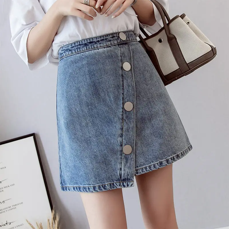 Корейская женская летняя черная однотонная Повседневная Асимметричная