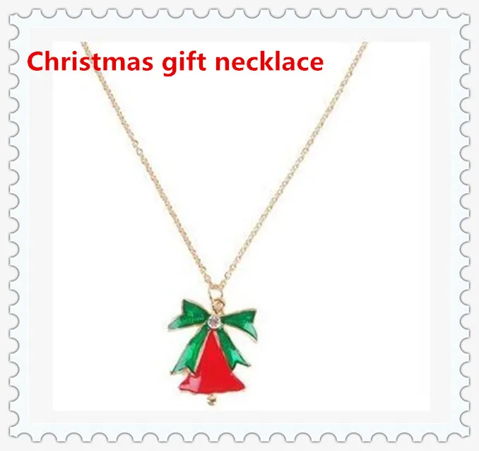 2017 Горячая красная и зеленая эмаль Рождественский колокольчик ожерелье