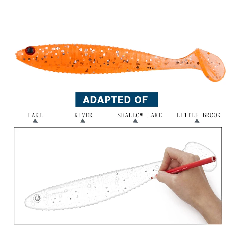 SEAPESCA 10 шт./партия мягкая рыболовная приманка 85 мм 3 8 г искусственные 3D глаза