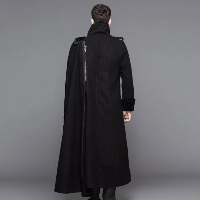 

Men Fashion Causal Coat Winter Woolen Warm Detachable Cape Coat Fashion Punk Gothic Outwear Men Dust Sleeve Removable Cape Coat