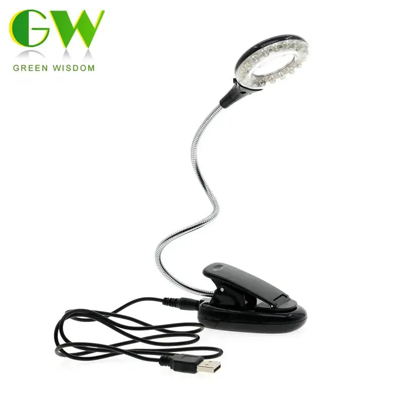 LED Reading Book Light USB with Magnifier Clip Holder for Study Work 3X Magnifying Lens Adjustable Flexible Portable Desk Lamps