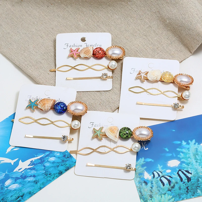 Популярные корейские разноцветные заколки для волос 3 шт./компл. с жемчугом в виде