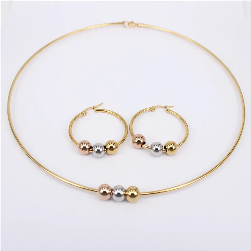 earring size 60mm MGUB крутой и удобный набор из нержавеющей стали гладкий и красивый бисер 2 мм воротник 30 мм-70 мм Серьги несколько вариантов стиля - Окраска металла: earring size 60mm