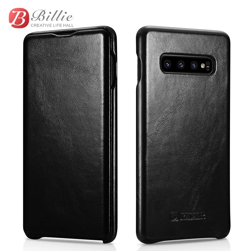 

For Samsung Galaxy S10 Plus Flip Case Curved Edge Vintage Series Genuine Leather Magnetic Covers for Galaxy S10 Cell Phone Cases