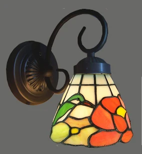 Lámparas de vidrio manchado Tiffany, lámpara de pared de fondo para dormitorio de niños, balcón, país americano, Envío Gratis