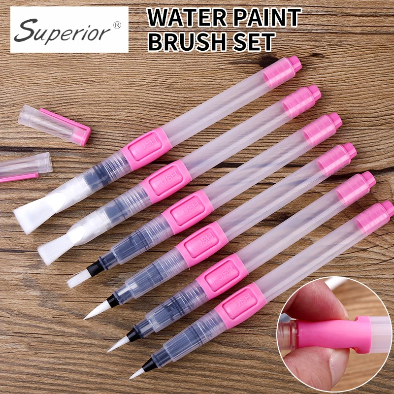 6Pcs Water Brush Paint Set Large Capacity Soft Watercolor Painting Pen For Beginner Drawing Art Supplies | Канцтовары для офиса и
