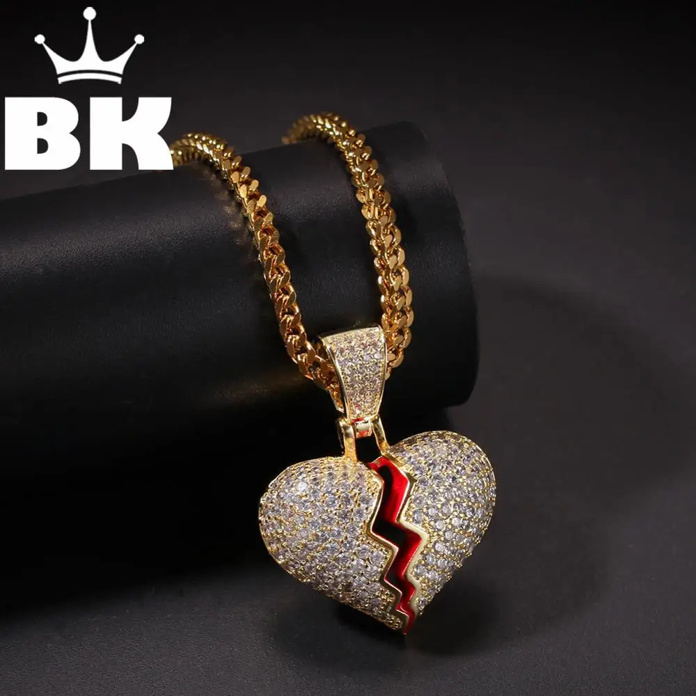 BLING KING пользовательский маленький ожерелье с разбитым сердцем хип хоп полный
