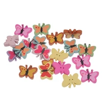 30pcs mixed multicolor butterfly insect animal wood buttons 2 holes wooden crafts scrapbook sewing knitting accessories 22x17mm