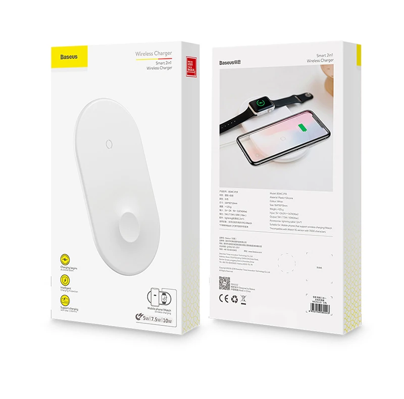 Baseus 2 в 1 Qi Беспроводное зарядное устройство для Apple Watch iPhone XS Max X 8 samsung S10 10 Вт телефон зарядное устройство Подставка для i Watch4 3 2