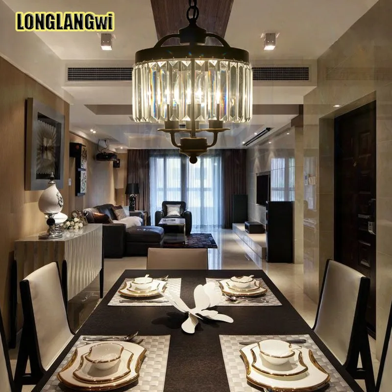 Economici Ristorante Americano Lampadario Di Cristallo Di Illuminazione Oro Nero D'epoca Lampada Lustre Lampadari Sala Da Pranzo Lampada Bar Luce