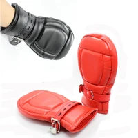 camatech pu leather locking goth padded mittens soft dog paw palm gloves bondage restraints bdsm aduld game for couple role play