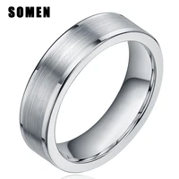 somen 6mm silver color tungsten carbide rings women flat polished brushed finish wedding band men engagement ring female jewelry
