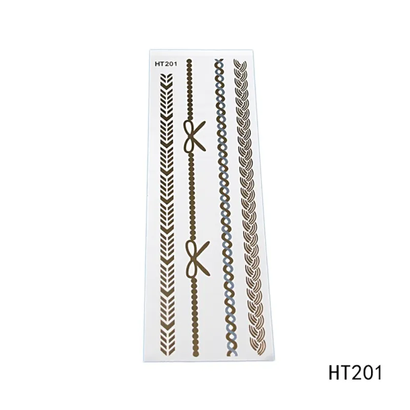 Женская временная татуировка стикер Золотой Серебряный металлик