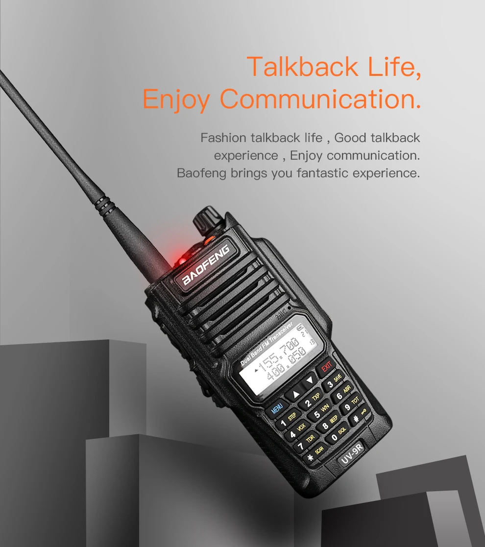 Baofeng UV-9R UV9R плюс Водонепроницаемая рация Ham VHF радиостанция IP67 10 км кв трансивер оборудование связи