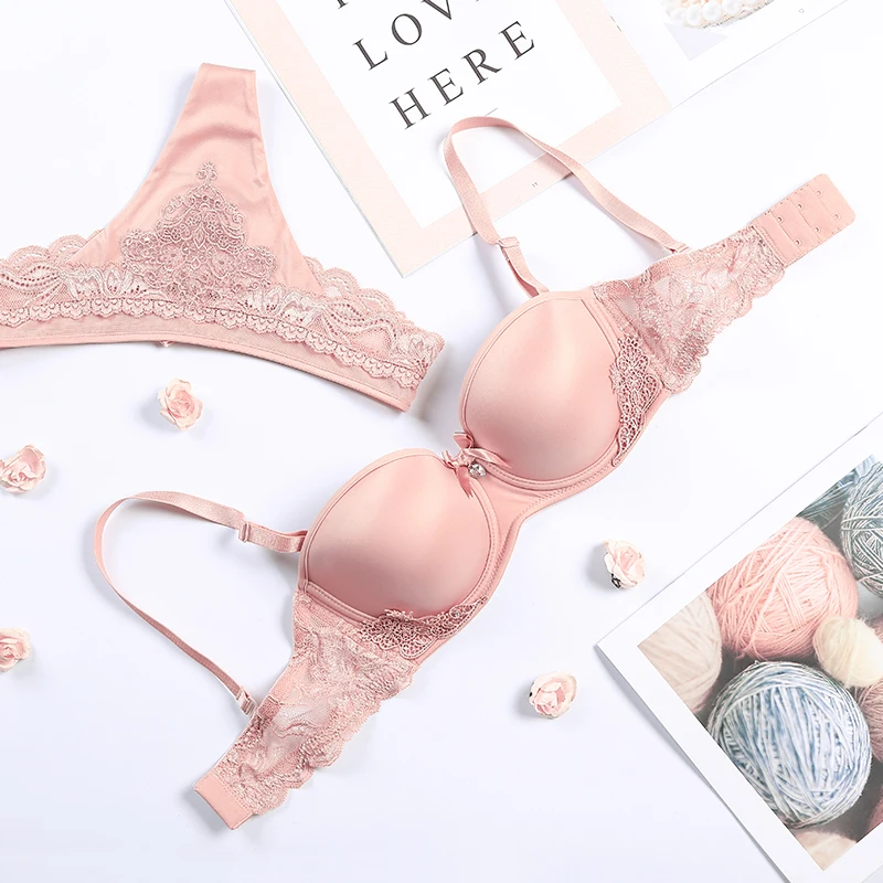 Lilymoda, женский бюстгальтер, трусы, комплект, сексуальное бесшовное женское белье, Т-образные стринги, пуш-ап, чашка 1/2, бюстгальтер и нижнее белье, Комплект трусов