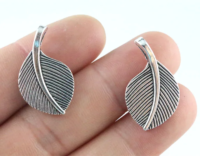 

46x35mm 10pcs Antique Silver Plated Leaf Style Handmade Charms Pendant:DIY for bracelet necklace-P4-27