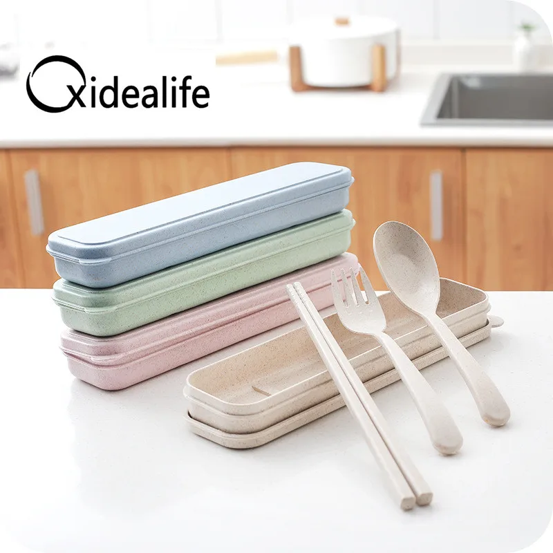 Xidealife Портативный обед набор Janpan студент Стиль Вилы пшеничной соломы комплект