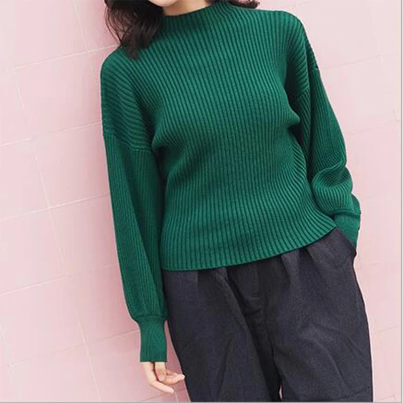 6 цветов Половина Водолазка модный свитер 2018 осень женский фонарь рукав одежда