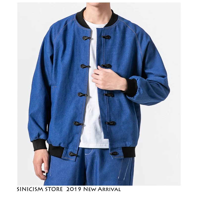 Sinicism Store мужская куртка бомбер Harajuku джинсовая 2019 Мужская Уличная ветровка синие