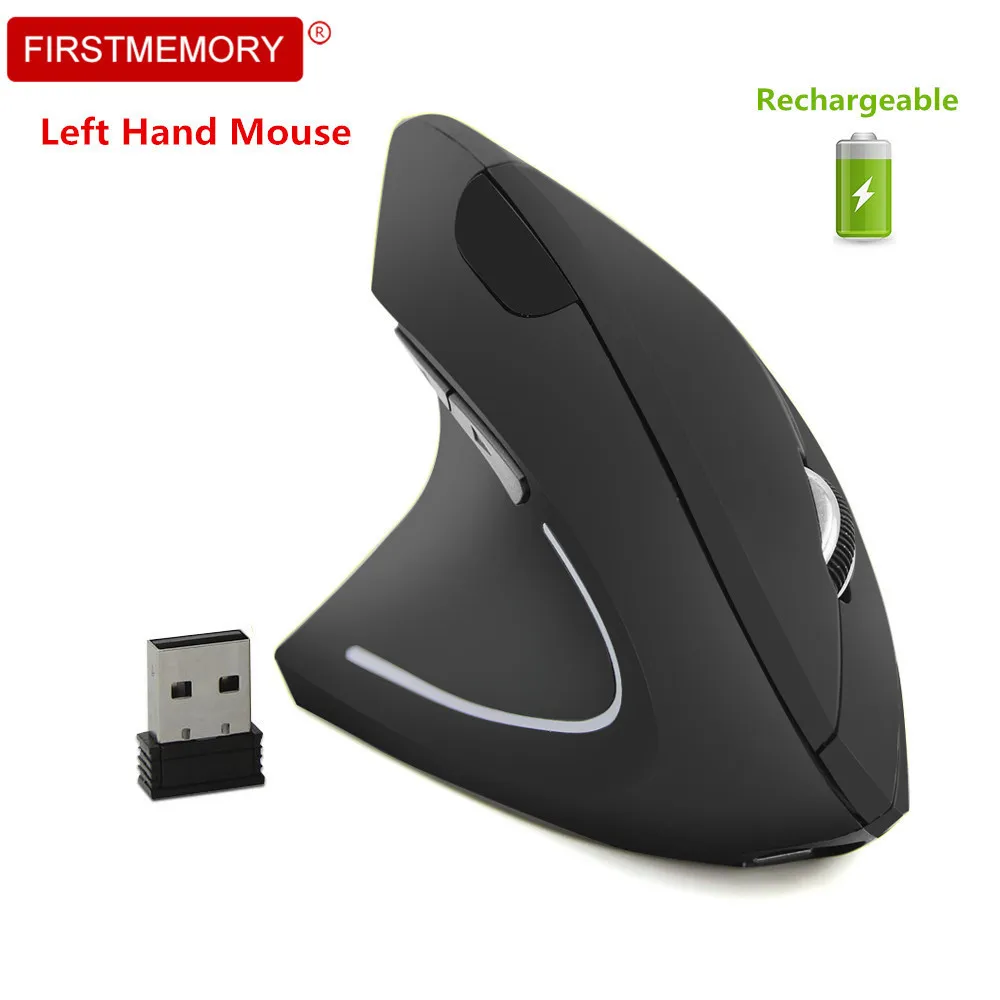 

Wireless Vertical Mouse Ergonomic Left Hand Mause 1600DPI Optical Mouse Office Rechargeable Gamer Mice with Mousepad For Laptop