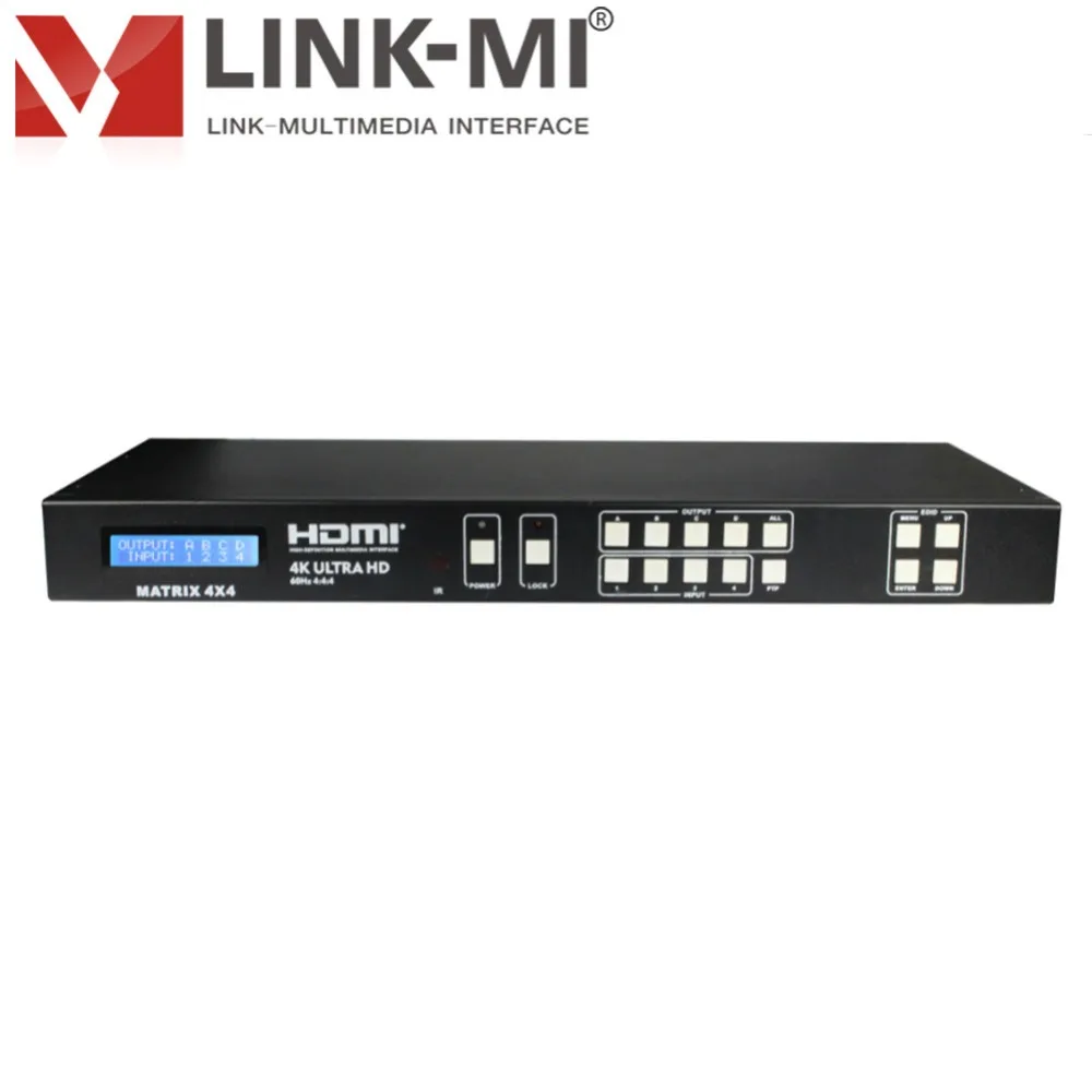 LINK-MI MX44B HDMI 4x4 матричный коммутатор 4x1 4K2K/3D HDMI2.0 HDCP2.2/HDCP1.4 18G 4:4:4 ИК-пульт