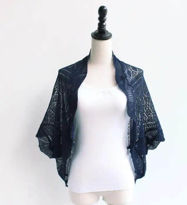 picture color Summer women's cardigan hollow-out thin knit loose bat sleeve air conditioner shirt suntan shirt small cape cardigan jacket - Цвет: picture color