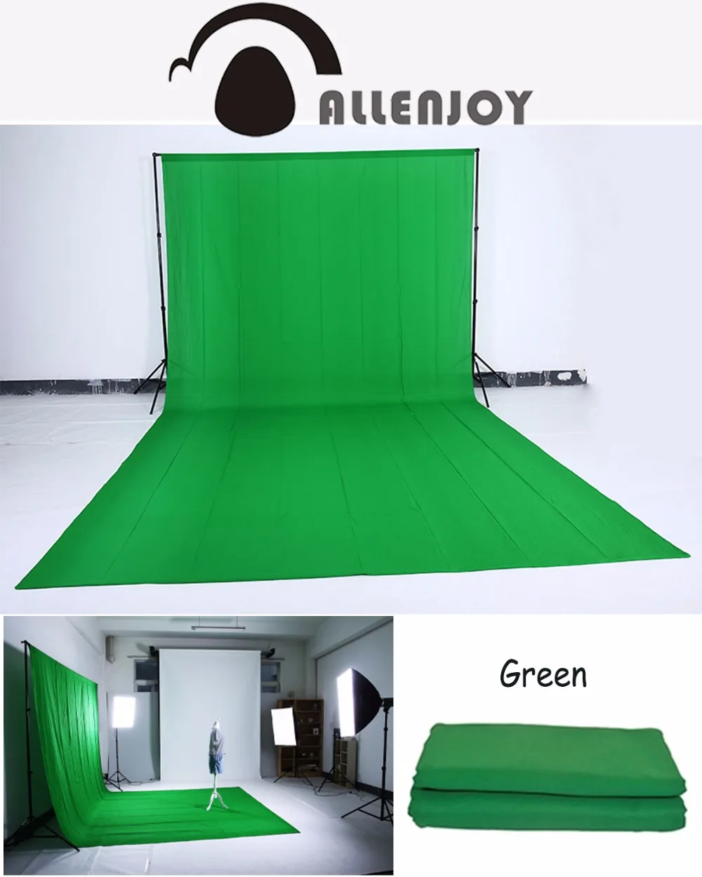 Allenjoy зеленый экран хромаки муслиновый фон для видео Фотофон профессиональная