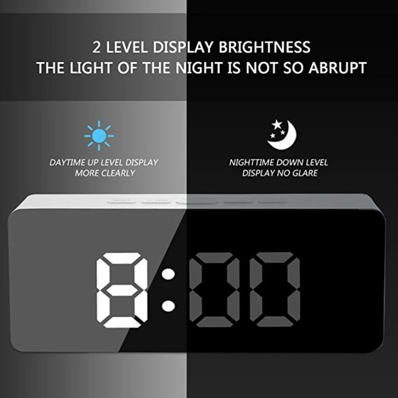 Светодиодные зеркальные будильник цифровые повтора настольные часы Wake Up Light