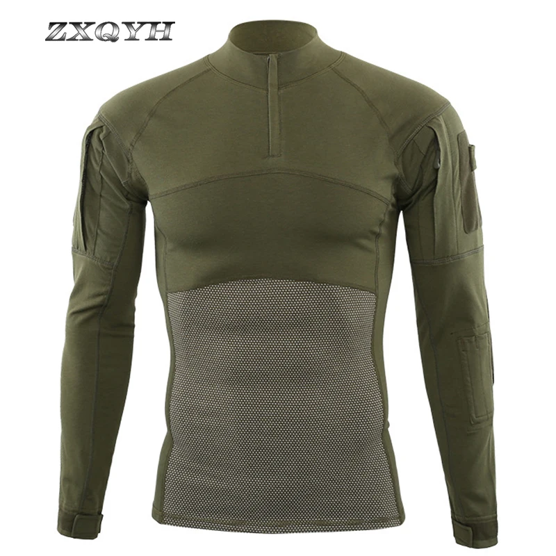 

ZXQYH Spring Long Sleeve Military Men Tactical T-Shirts Combat Hunting T-shirts Outdoor Sport Clothing Camping Hiking Shirts