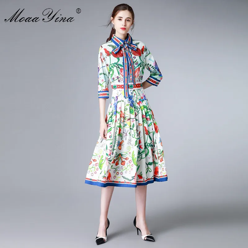 MoaaYina модное дизайнерское платье для подиума летнее женское с рукавом 3/4