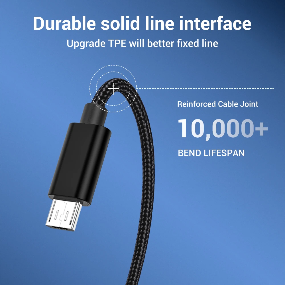 CALM Micro USB кабель 2.4A нейлон Быстрая зарядка для передачи данных samsung Xiaomi LG Andriod Microusb