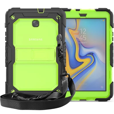 Clear green Чехол для Samsung Galaxy Tab A 8,0 T387 SM-T387 чехол ударопрочный детский силиконовый чехол с подставкой+ плечевой ремень+ ручка - Цвет: Clear green