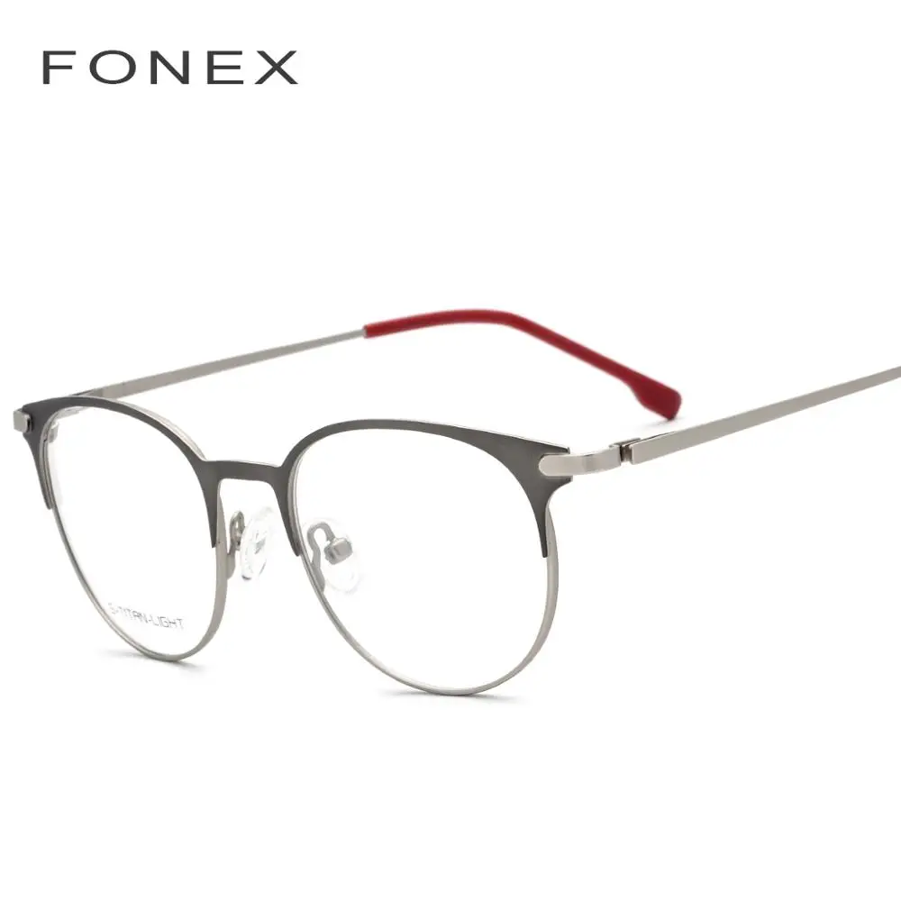 FONEX, сплав, очки для мужчин, ультралегкие, для женщин, Ретро стиль, круглые очки, оправа, Ретро рецепт, оптические очки без винтов, 988 - Цвет оправы: Серый