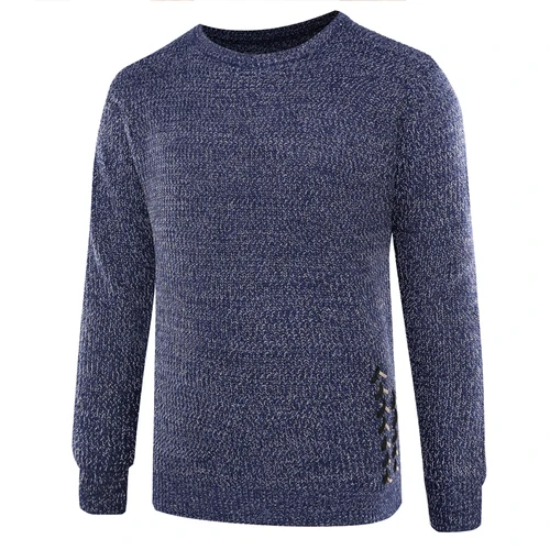 Navy Мужской термальный трикотаж slim fit мужской свитер с круглым вырезом - Цвет: Navy