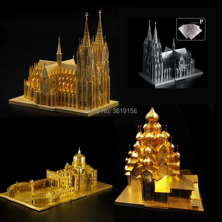 

Metal 3D Puzzle DIY Assembly Building Models Kit Russian Church,Cologne Cathedral,St. Peters Basilica,Iron Laser Cut Jigsaw Toys
