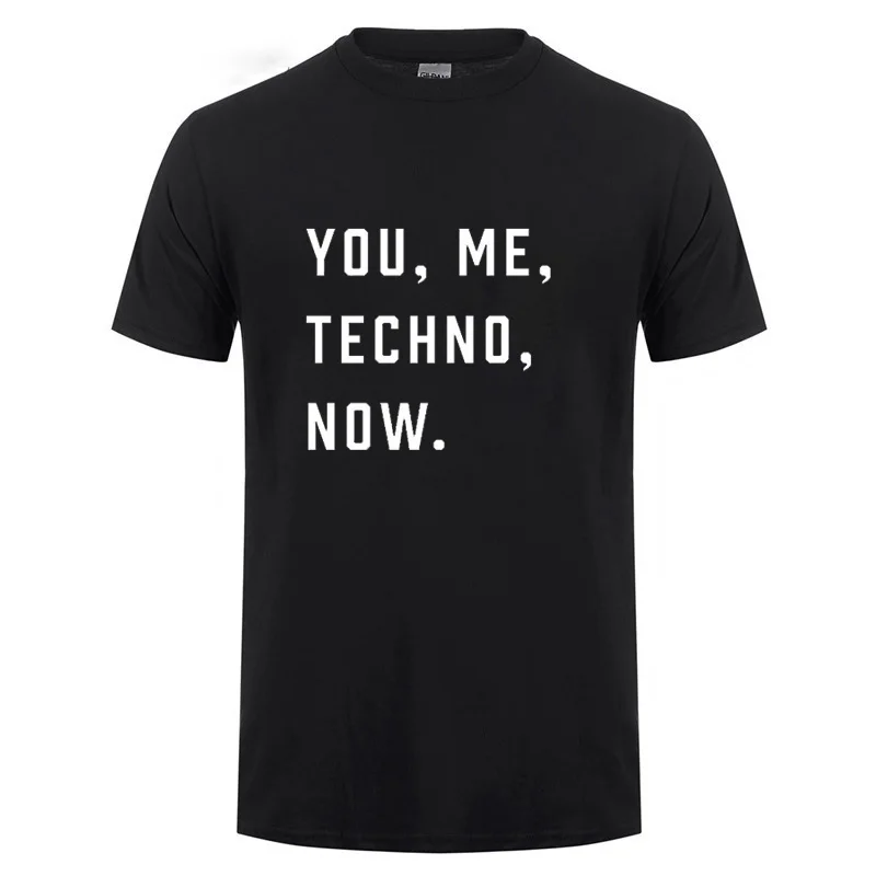 Футболка с принтом You Me TECHNO Now мужская и женская хлопковая футболка коротким