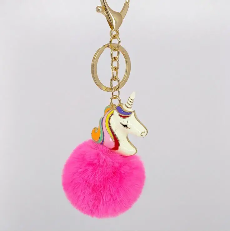 Новое поступление супер мило радуга Лошадь Единорог пушистый меховой помпон