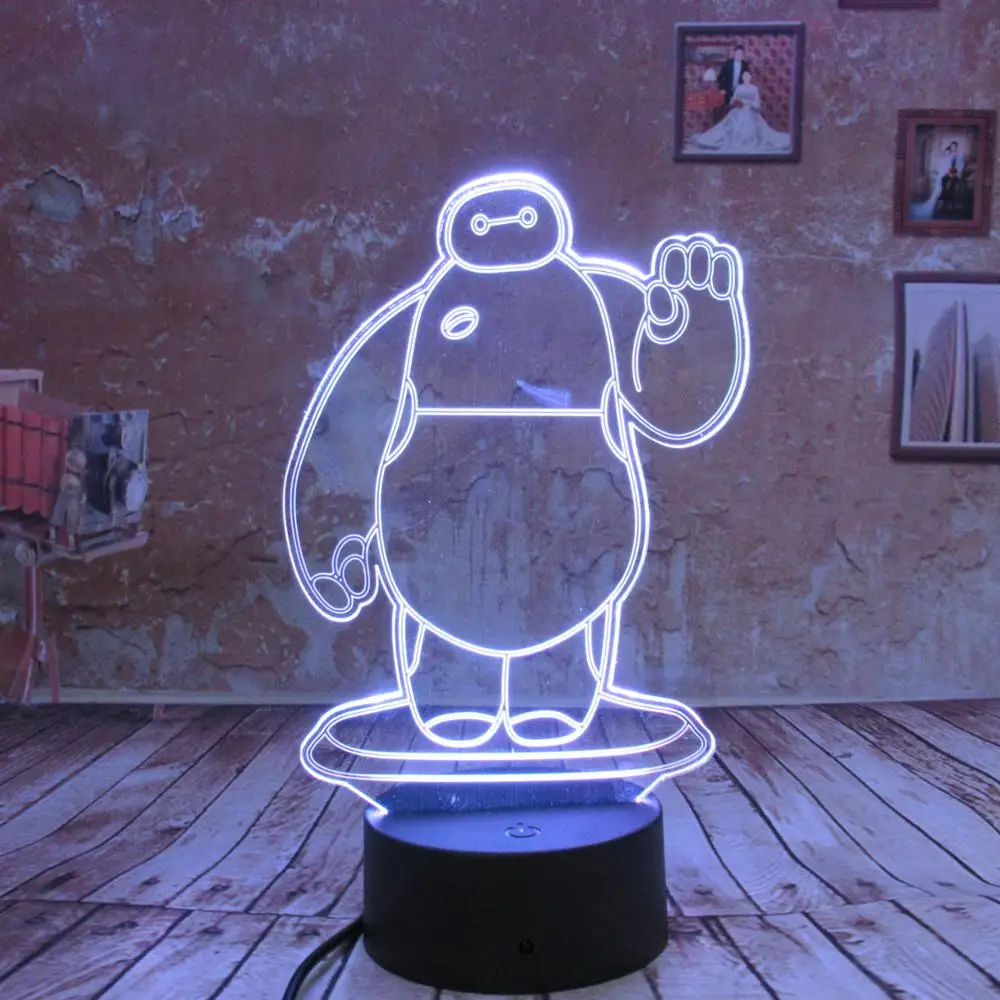 Креативные подарки для мальчиков и девочек Baymax 3D ночник светодиодный 7 видов