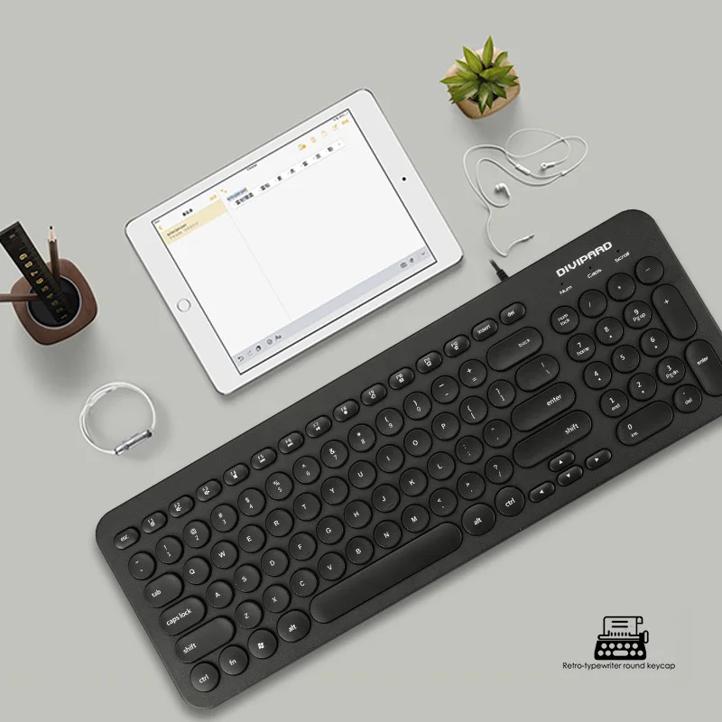 Ретро розовая Милая клавиатура мини-клавиатура 96 клавиш USB Проводная круглая мультимедийная клавиатура для домашнего офиса для компьютера
