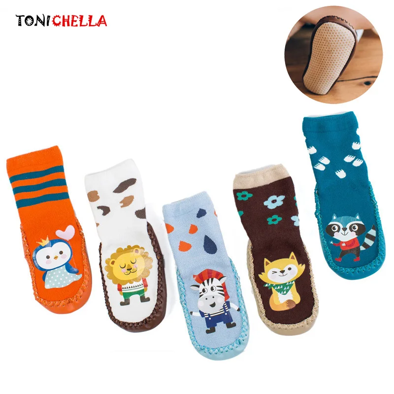 

Baby Shoes Socks Children Infant Cartoon Indoor Floor Non Slip With Rubber Soles Thick Warm Kids Toddler Booties Sock CL5075