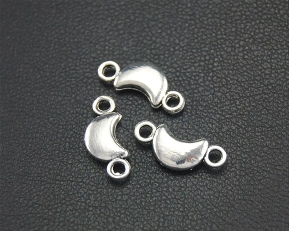 100pcs Silver Color Moon Connector DIY Necklace Bracelet Bangle Findings 4X12mm A1701 | Charms