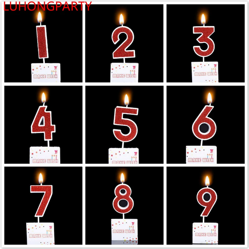 1 шт. золотистые красные цифры свечи для торта капкейков детей день рождения| |