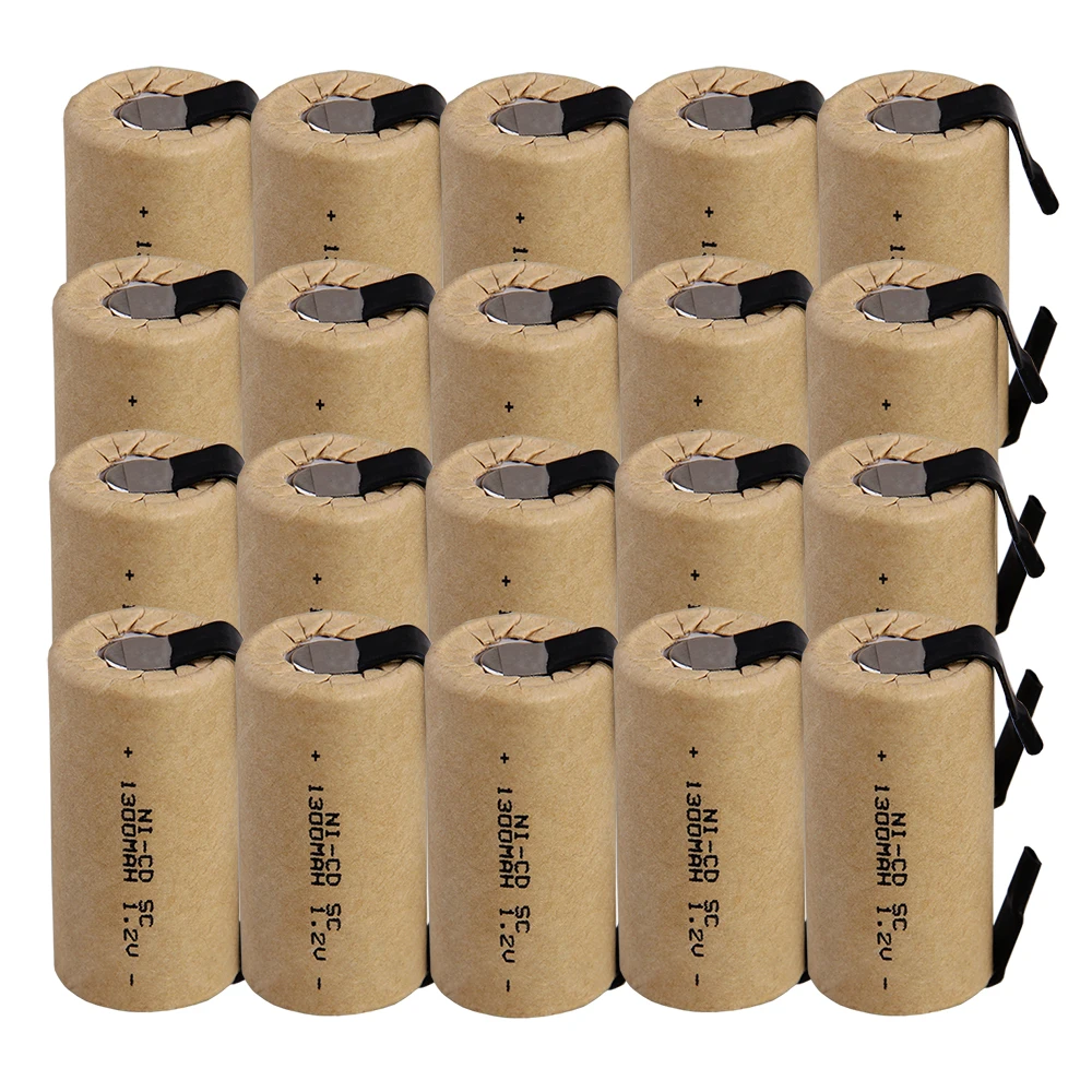 Реальная емкость 20 шт аккумулятор SC 1 2 v батареи subc перезаряжаемые 1300 mAh nicd akkumulator