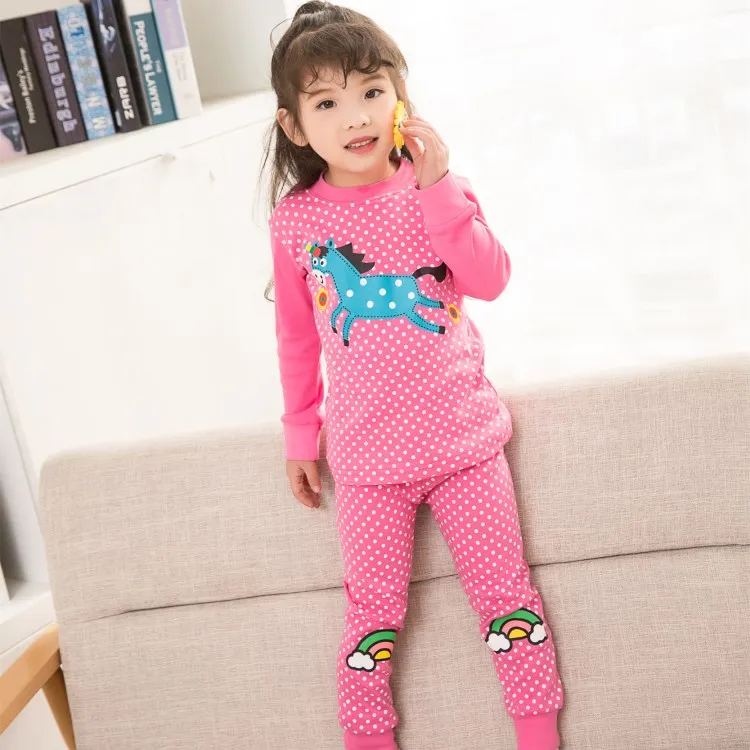 ZFBOZS на осень для малышей и детей постарше Одежда сна мальчиков пижамы девочек 100%