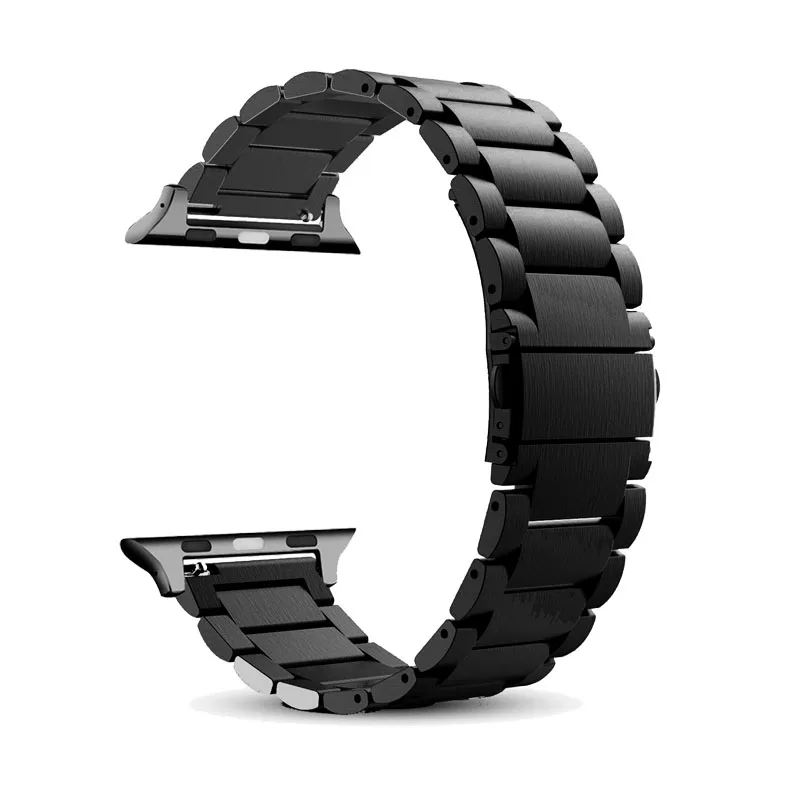 Black Ремешок для спортивных часов для наручных часов Apple Watch 38 мм, 42 мм, Нержавеющая сталь металлический ремешок для наручных часов iwatch серии 4/3/на возраст 2, 4, 40 мм 44 мм адаптер для браслета инструмент - Band Color: Black