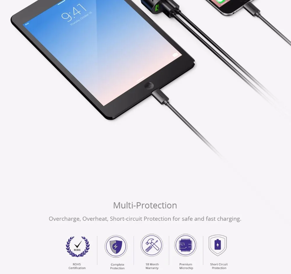 Tronsmart C3PTA автомобильное зарядное устройство USB 3 usb порта Быстрая зарядка 3,0 VoltiQ быстрое автомобильное зарядное устройство для Xiaomi для blackview phone power bank