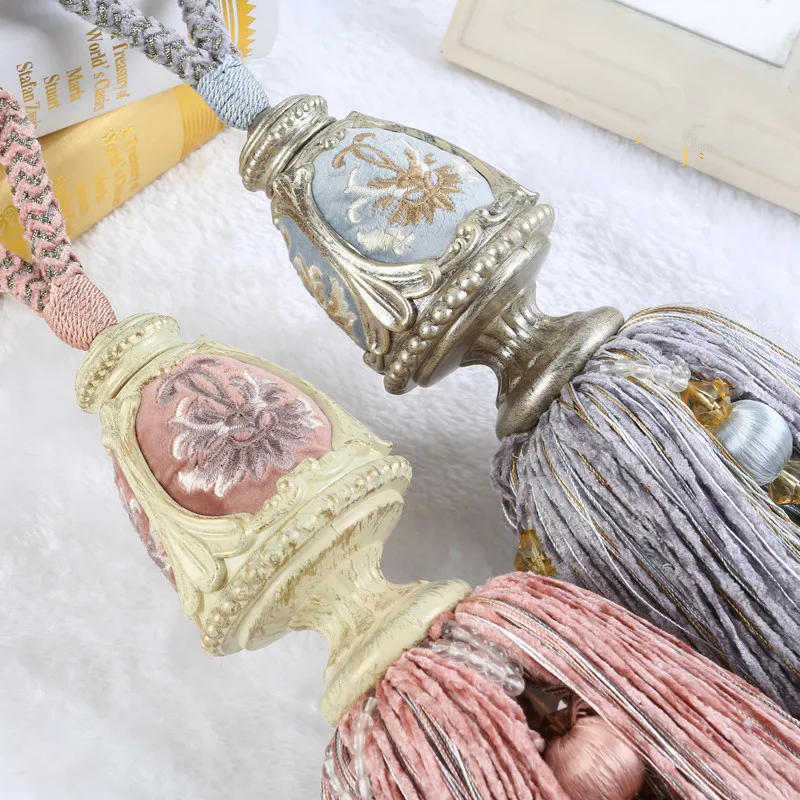 QGVLish Boutique 4 шт./компл. ретро 2 занавески с крючками кисточка веревка для штор пряжки