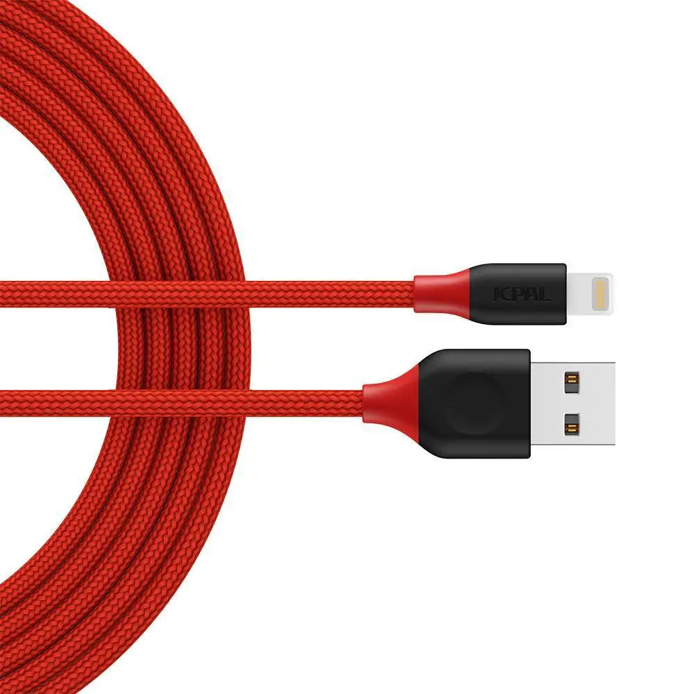 Red JCPAL кабель с сертификацией MFi для Lightning-USB кабель 8 pin для iPhone XS Max 2.4A - Color: Red